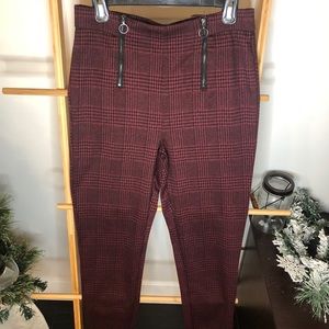 Burgandy Plaid High-Rise Academic Pants